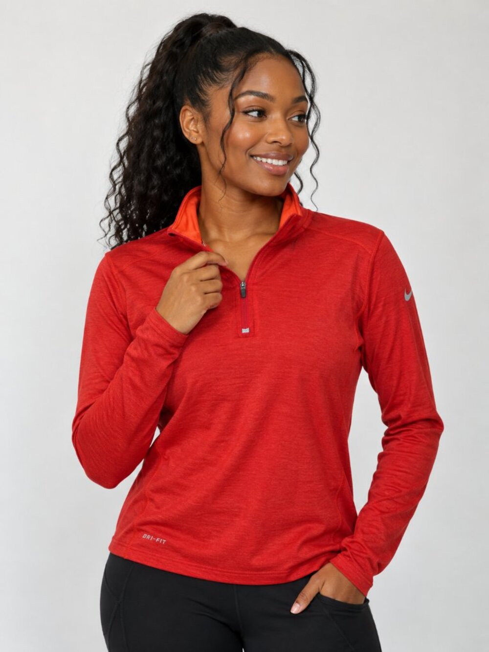 Nike Running Dri-FIT Red Heather Quarter Zip Pullover Women's L